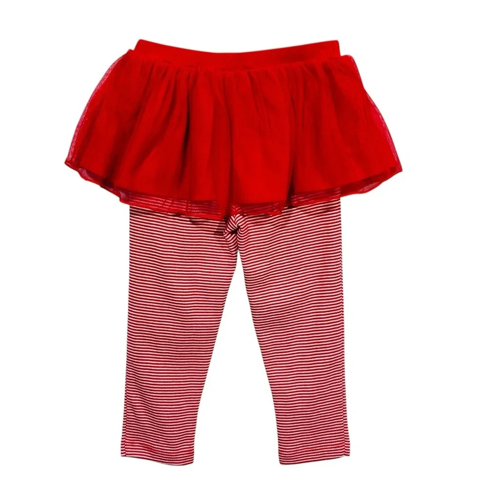 Carters Baby Girls 2-Piece Tutu Leggings & Bodysuit Top Outfit Set 24M Red White